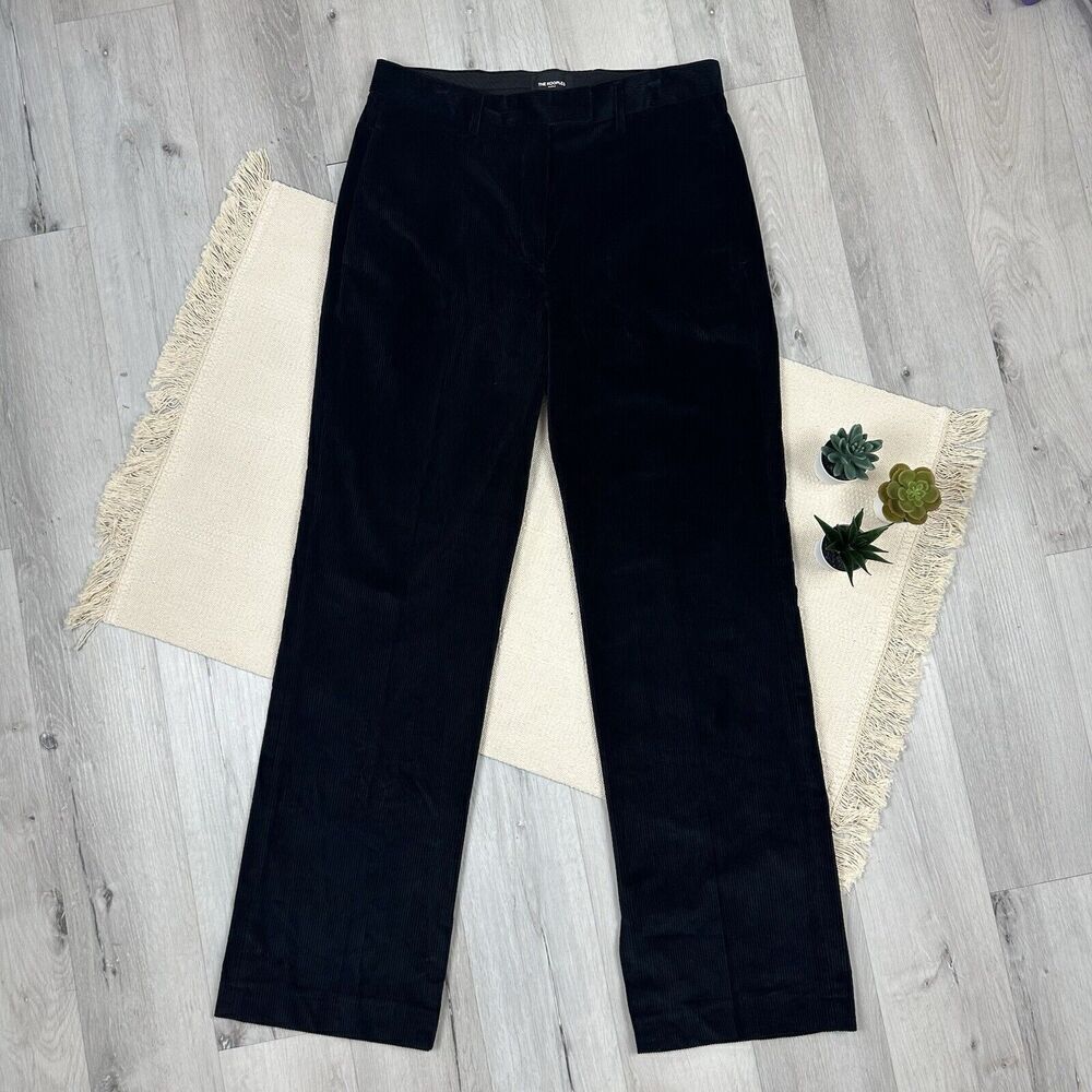 The Kooples Womens Ribbed Velvet Pants Party Evening Wide Black Size 32 Read